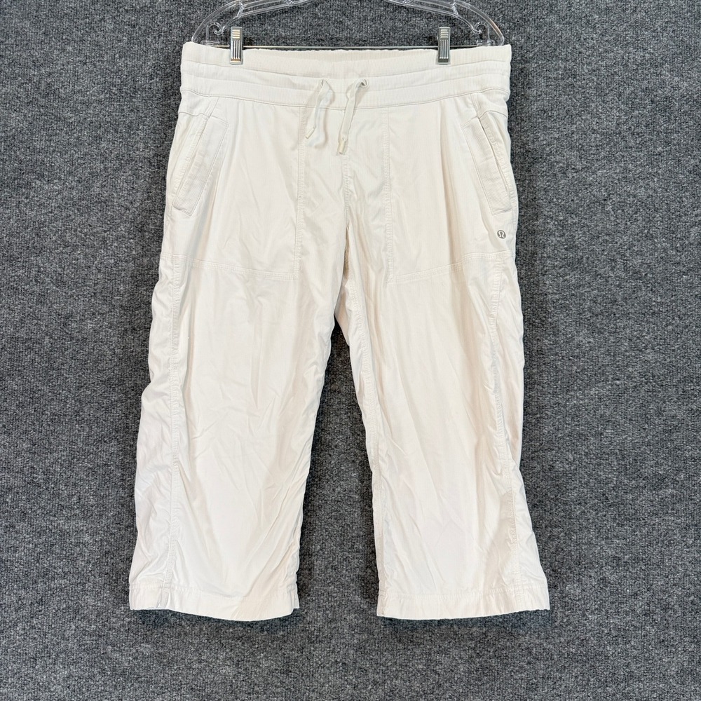Lululemon Dance Studio Crop Pants Women 10 White Lightweight Athletic Capri
